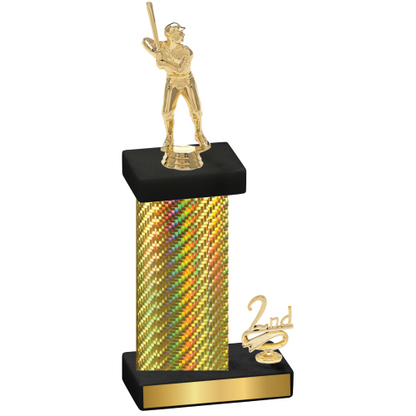 Accented Single Gold Carbon Fiber Second Place Baseball Trophy