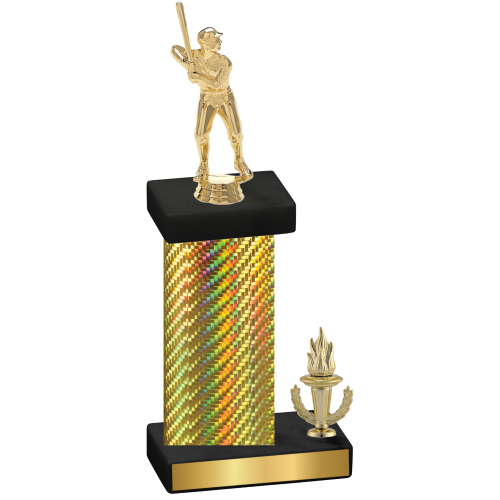 Accented Single Gold Carbon Fiber Victory Baseball Trophy