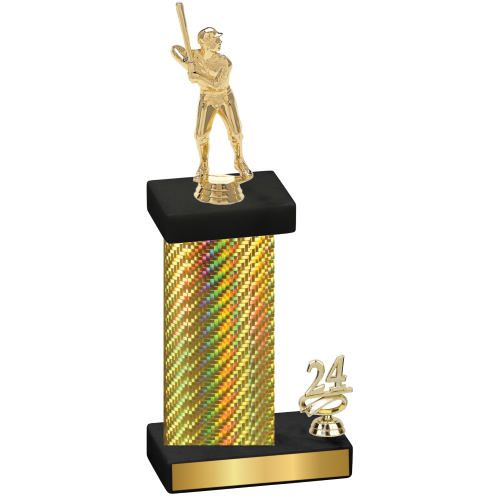 Accented Single Gold Carbon Fiber Year Baseball Trophy