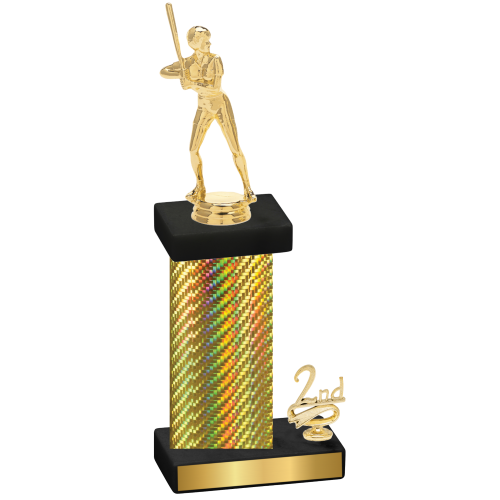 Accented Single Gold Carbon Fiber Second Place Softball Trophy