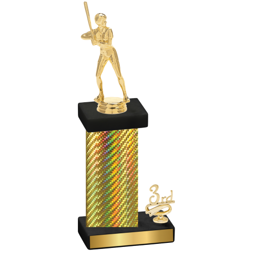 Accented Single Gold Carbon Fiber Third Place Softball Trophy