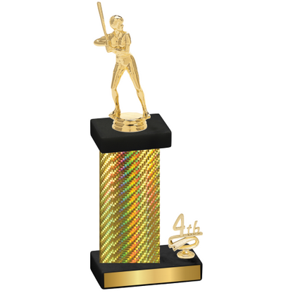 Accented Single Gold Carbon Fiber Fourth Place Softball Trophy