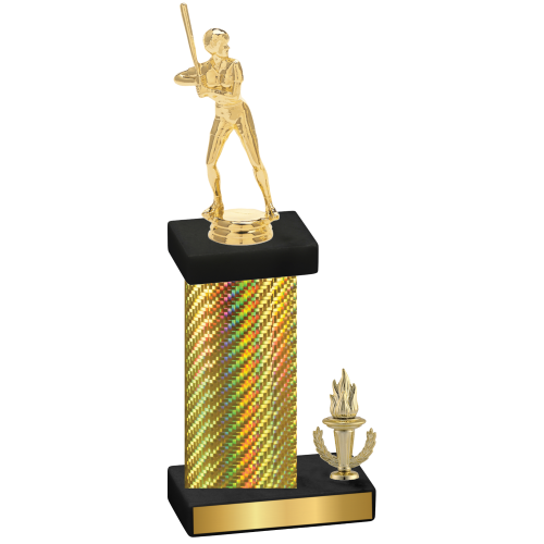 Accented Single Gold Carbon Fiber Victory Softball Trophy