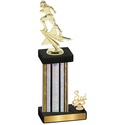 Accented Single Silver Glacier Third Place Football Trophy