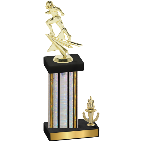 Accented Single Silver Glacier Victory Football Trophy