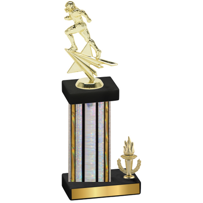 Accented Single Silver Glacier Victory Football Trophy