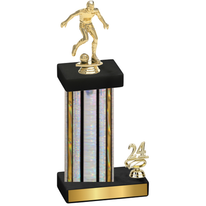 Accented Single Silver Glacier Year Soccer Trophy