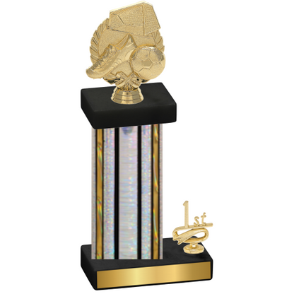 Accented Single Silver Glacier First Place Soccer Trophy