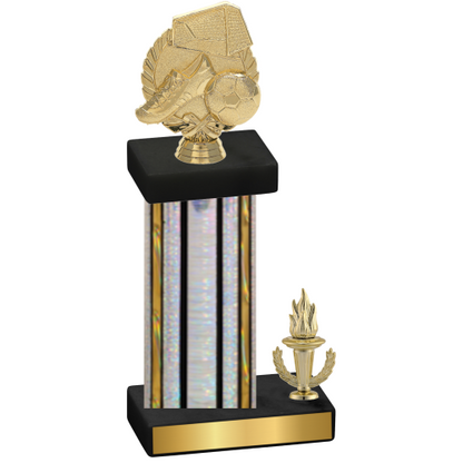 Accented Single Silver Glacier Victory Soccer Trophy