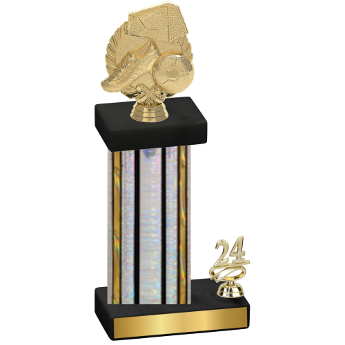 Accented Single Silver Glacier Year Soccer Trophy