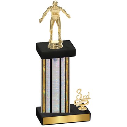 Accented Single Silver Glacier Third Place Wrestling Trophy