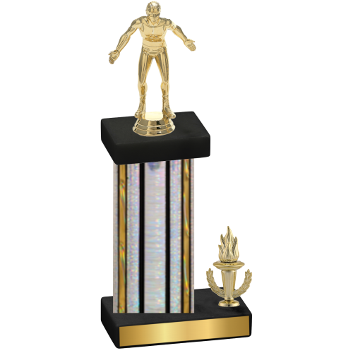 Accented Single Silver Glacier Victory Wrestling Trophy
