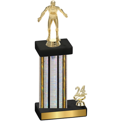 Accented Single Silver Glacier Year Wrestling Trophy