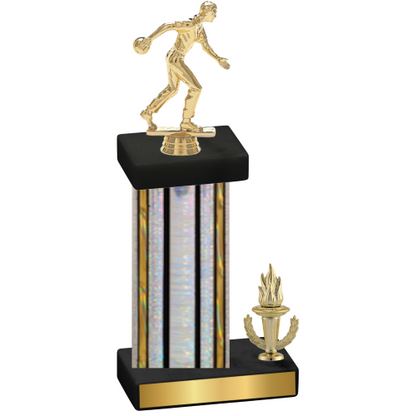 Accented Single Silver Glacier Victory Bowling Trophy
