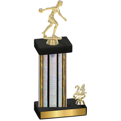 Accented Single Silver Glacier Year Bowling Trophy