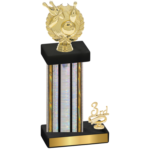 Accented Single Silver Glacier Third Place Bowling Trophy