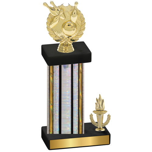 Accented Single Silver Glacier Victory Bowling Trophy