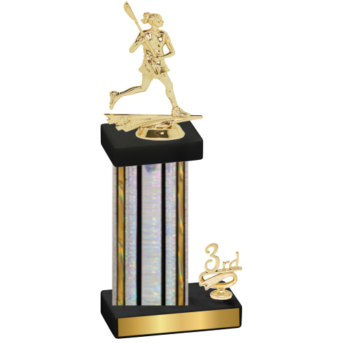 Accented Single Silver Glacier Third Place Lacrosse Trophy