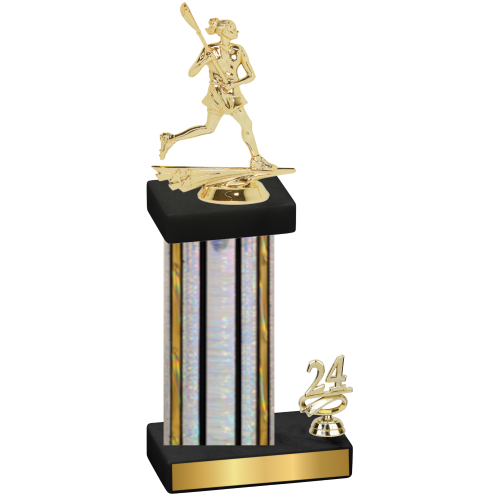 Accented Single Silver Glacier Year Lacrosse Trophy
