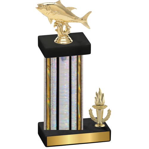 Accented Single Silver Glacier Victory Fishing Trophy