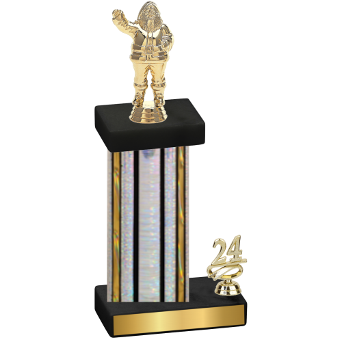 Accented Single Silver Glacier Year Holiday Trophy