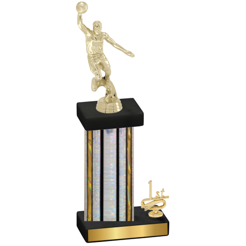 Accented Single Silver Glacier First Place Basketball Trophy