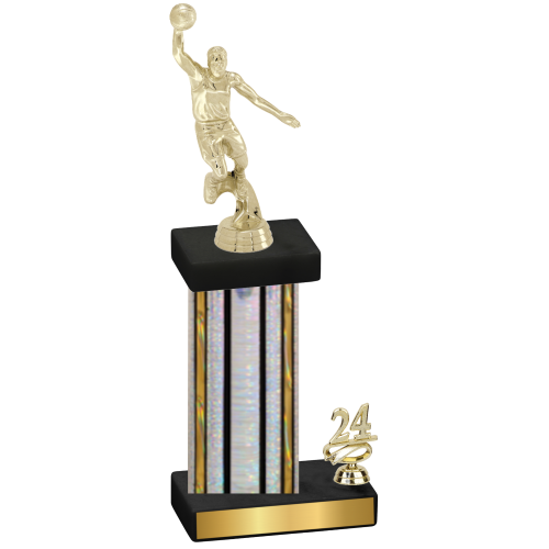 Accented Single Silver Glacier Year Basketball Trophy