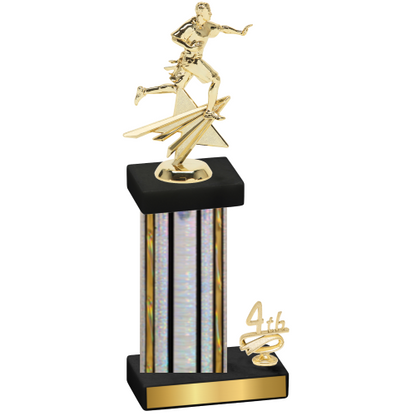 Accented Single Silver Glacier Fourth Place Flag Football Trophy