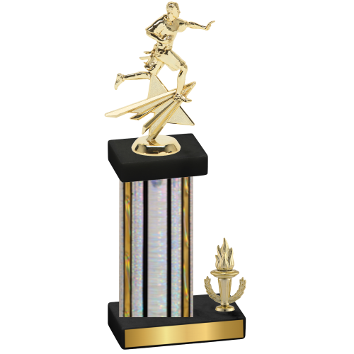 Accented Single Silver Glacier Victory Flag Football Trophy