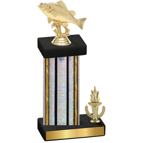 Accented Single Silver Glacier Victory Fishing Trophy