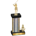Accented Single Silver Glacier Victory Golf Trophy
