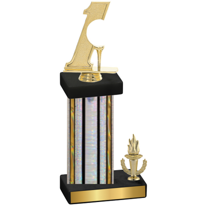 Accented Single Silver Glacier Victory Golf Trophy