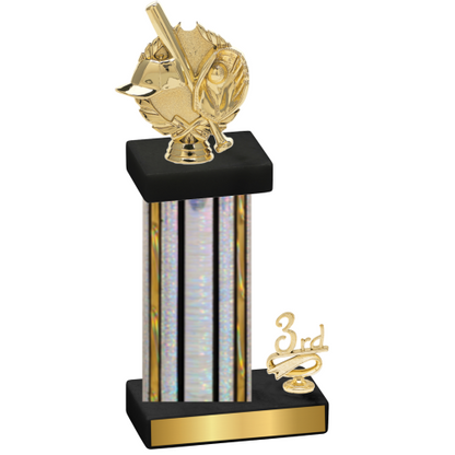 Accented Single Silver Glacier Third Place Baseball Trophy