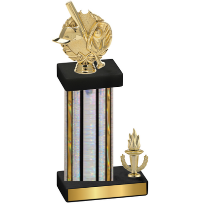 Accented Single Silver Glacier Victory Baseball Trophy