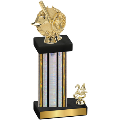 Accented Single Silver Glacier Year Baseball Trophy