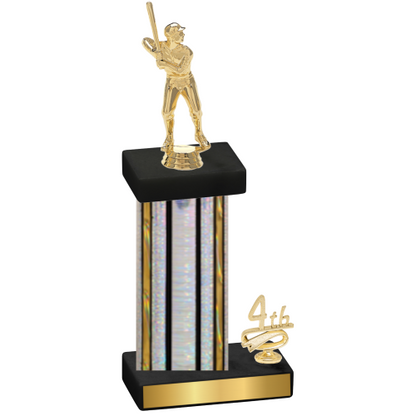 Accented Single Silver Glacier Fourth Place Baseball Trophy