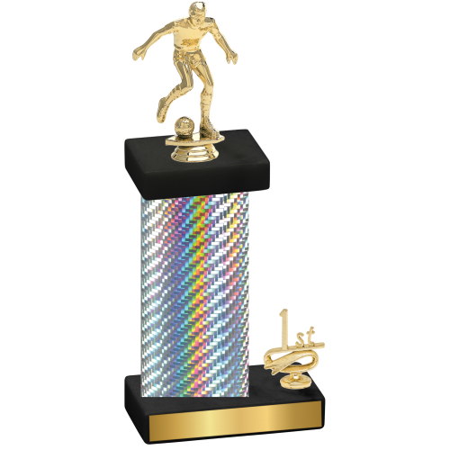 Accented Single Silver Carbon Fiber First Place Soccer Trophy