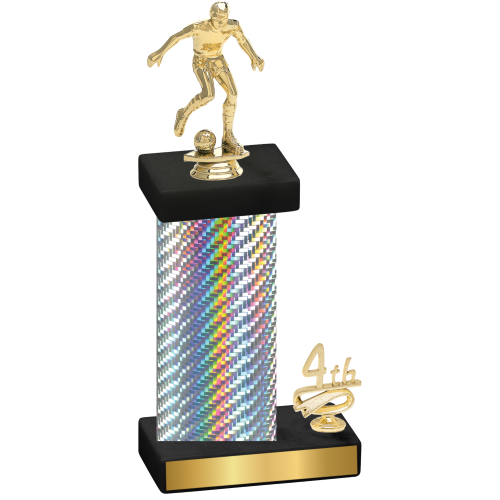 Accented Single Silver Carbon Fiber Fourth Place Soccer Trophy
