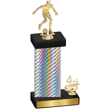 Accented Single Silver Carbon Fiber Fourth Place Soccer Trophy