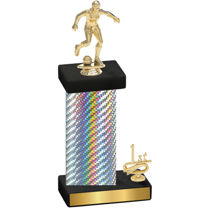 Accented Single Silver Carbon Fiber First Place Soccer Trophy