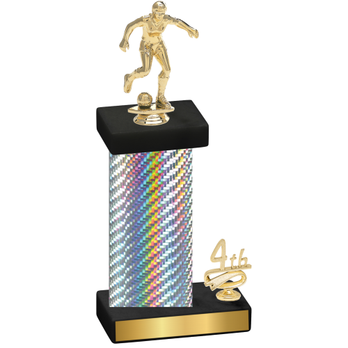 Accented Single Silver Carbon Fiber Fourth Place Soccer Trophy