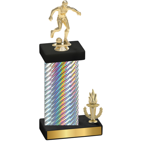 Accented Single Silver Carbon Fiber Victory Soccer Trophy