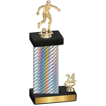 Accented Single Silver Carbon Fiber Year Soccer Trophy