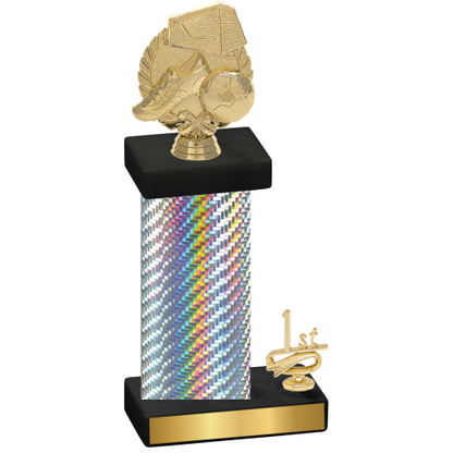 Accented Single Silver Carbon Fiber First Place Soccer Trophy