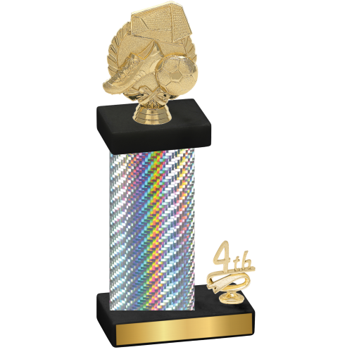 Accented Single Silver Carbon Fiber Fourth Place Soccer Trophy