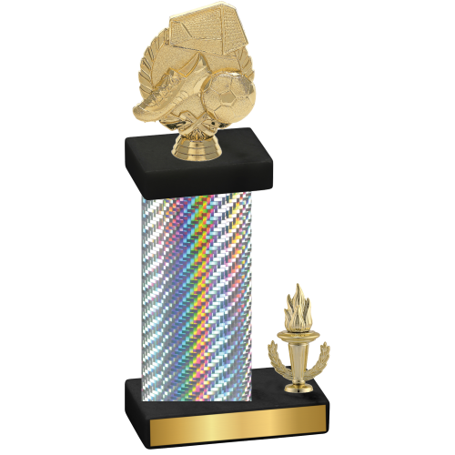 Accented Single Silver Carbon Fiber Victory Soccer Trophy