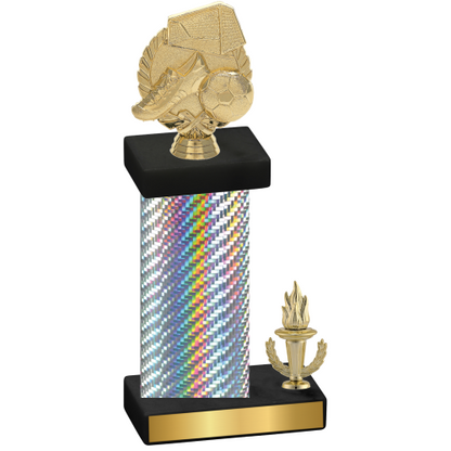 Accented Single Silver Carbon Fiber Victory Soccer Trophy