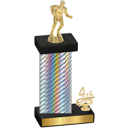 Accented Single Silver Carbon Fiber Fourth Place Rugby Trophy