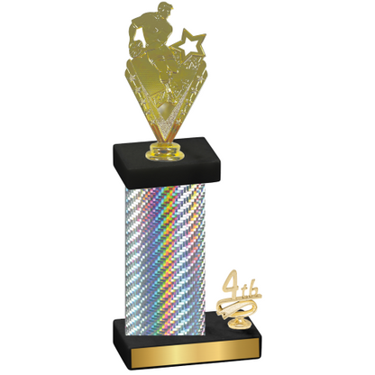 Accented Single Silver Carbon Fiber Fourth Place Rugby Trophy
