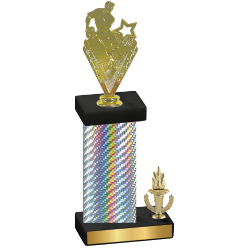 Accented Single Silver Carbon Fiber Victory Rugby Trophy